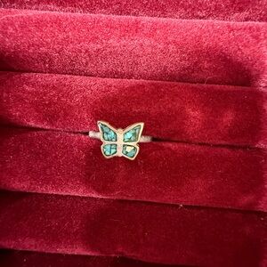 Elegant Butterfly Ring with Teal Accents size 3